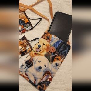 Handmade crossbody dog themed Cell Phone Bag